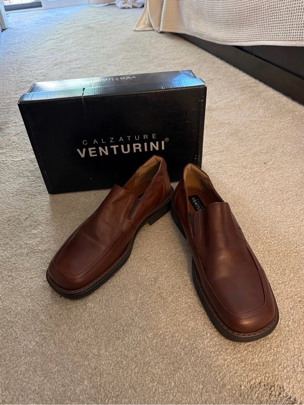 Calzature Venturini Men's Brown Leather Slip-On Dress Loafers Size 11